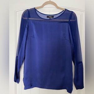 Silk blue top long sleeve